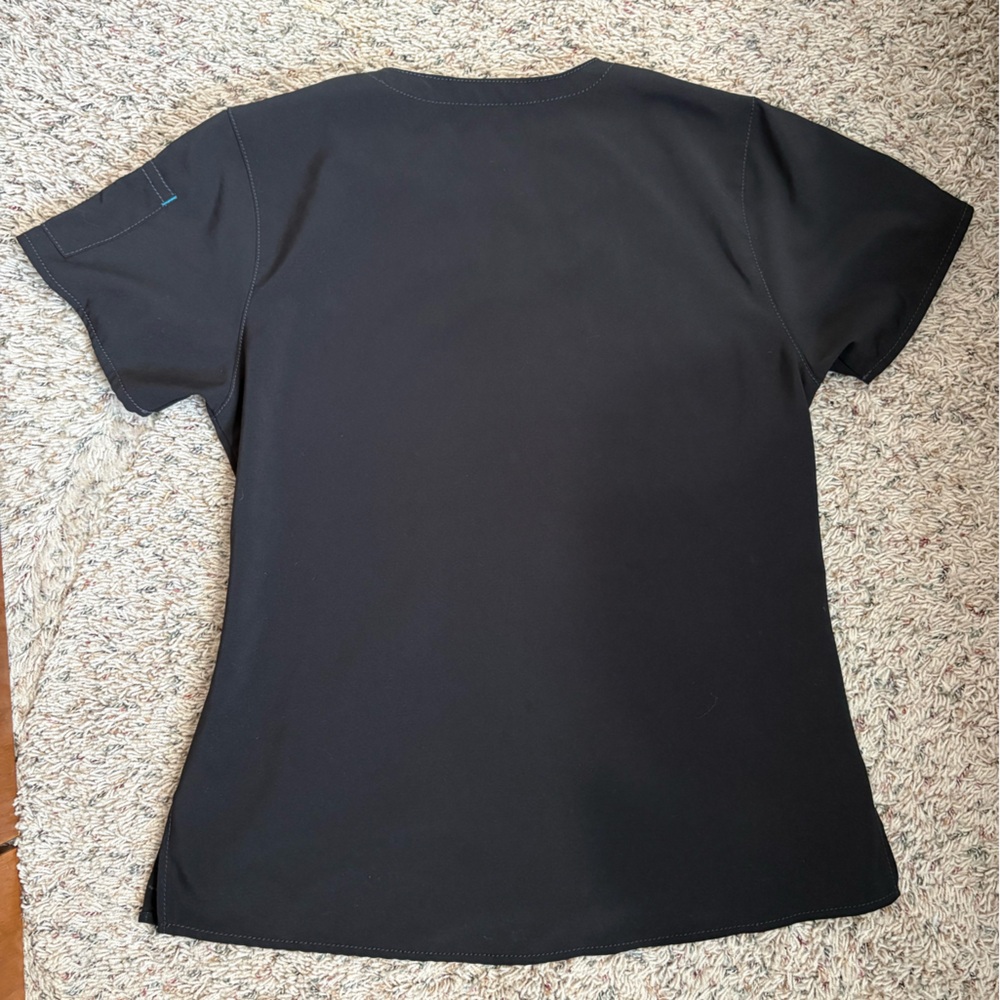 Carhartt Black Scrub Top with Teal Stitching Size Medium - Picture 7 of 7